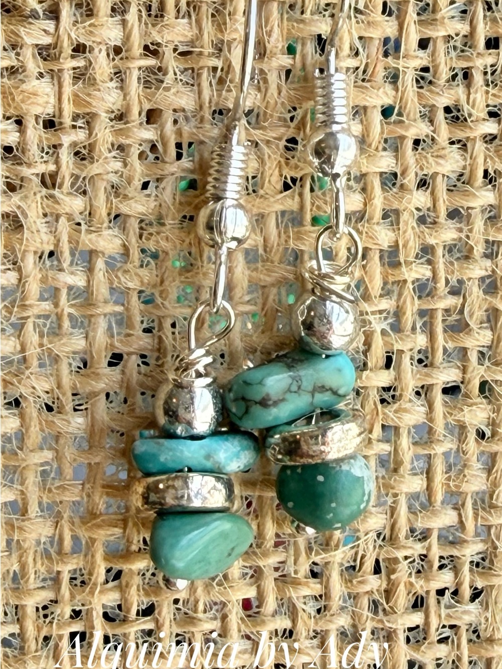 Alquimia Turquoise and Silver Dangle Chip Earrings